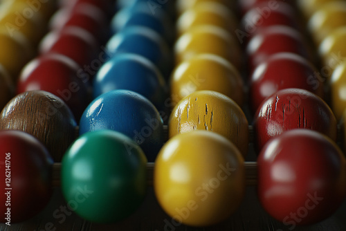 Vintage Wooden Abacus with Colorful Beads for Counting photo