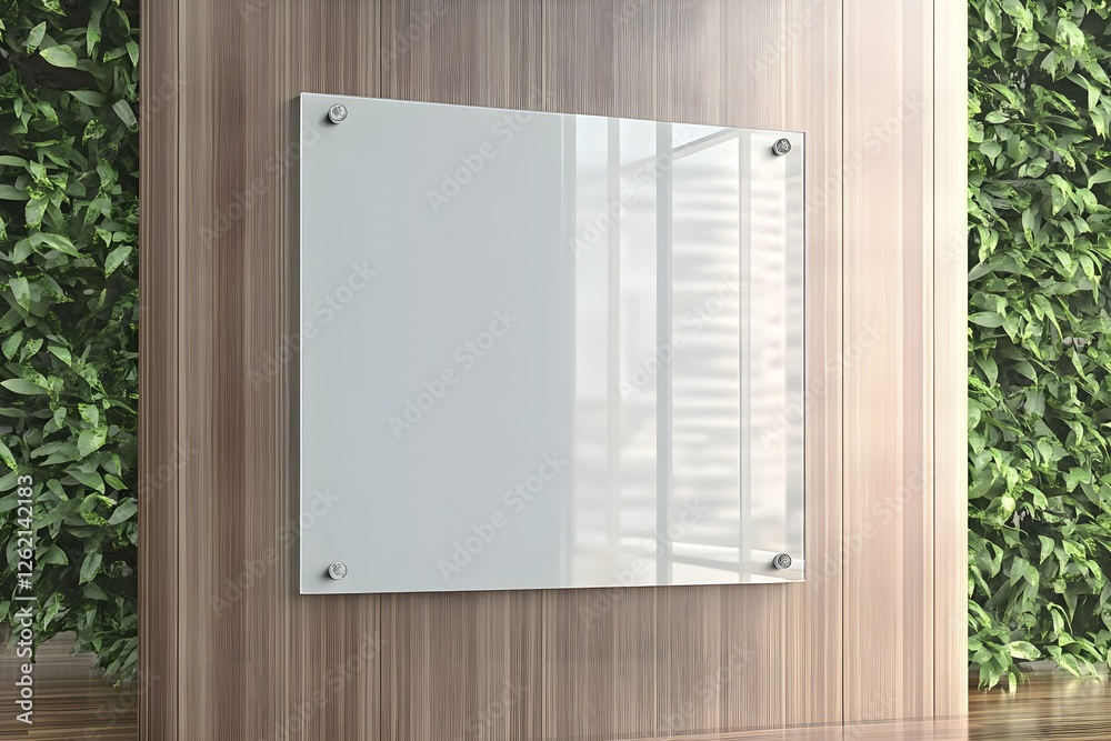 Fototapeta premium Realistic Glass Signage Mock-Up with Blank Space for Custom Design