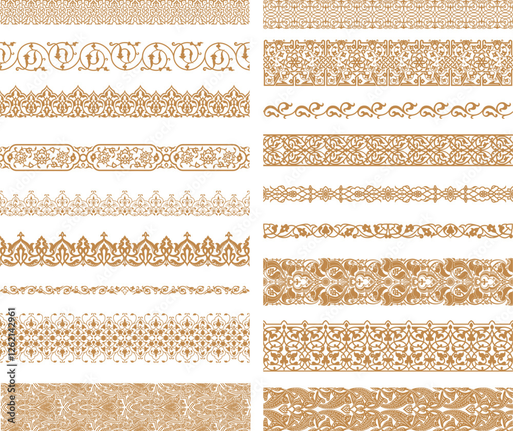 Arabic oriental ornament. Seamless floral pattern. Arabian border