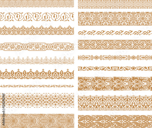 Arabic oriental ornament. Seamless floral pattern. Arabian border