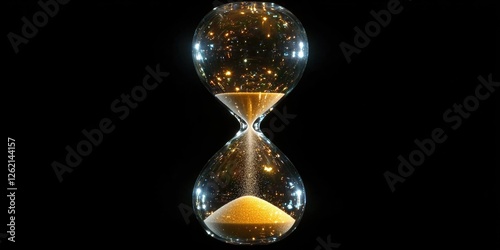 An elegant, analog sand clock with gold sand slowly dripping from the top, allowing for accurate and decorative time measurement.