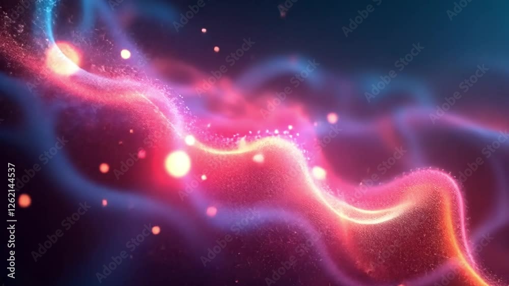 Abstract Red and Blue Particle Wave Digital Art