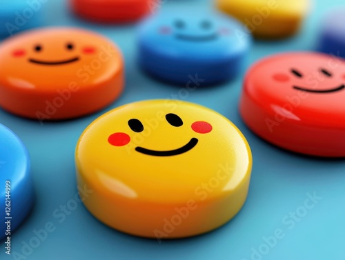 Colorful emoji blocks representing customer feedback and satisfaction ratings