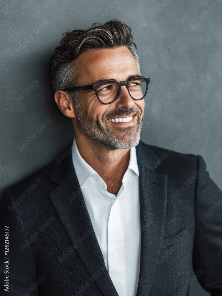 A handsome, smiling business man in a suit and glasses, suggesting success and confidence. A handsome, smiling business man in a suit and glasses, suggesting success and confidence.