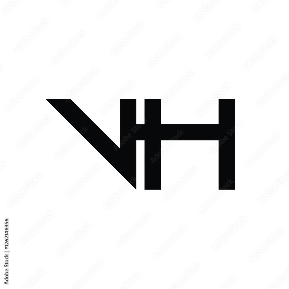 Obraz premium VH monogram logo design letter text name symbol monochrome logotype alphabet character simple logo