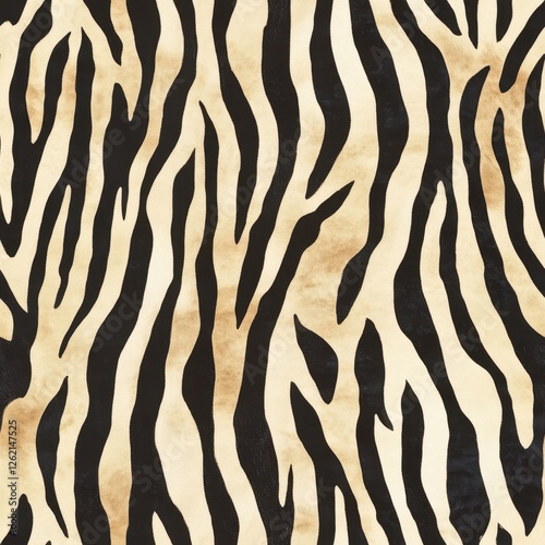 Realistic Black and Beige Zebra Print Pattern for Fashion and Design