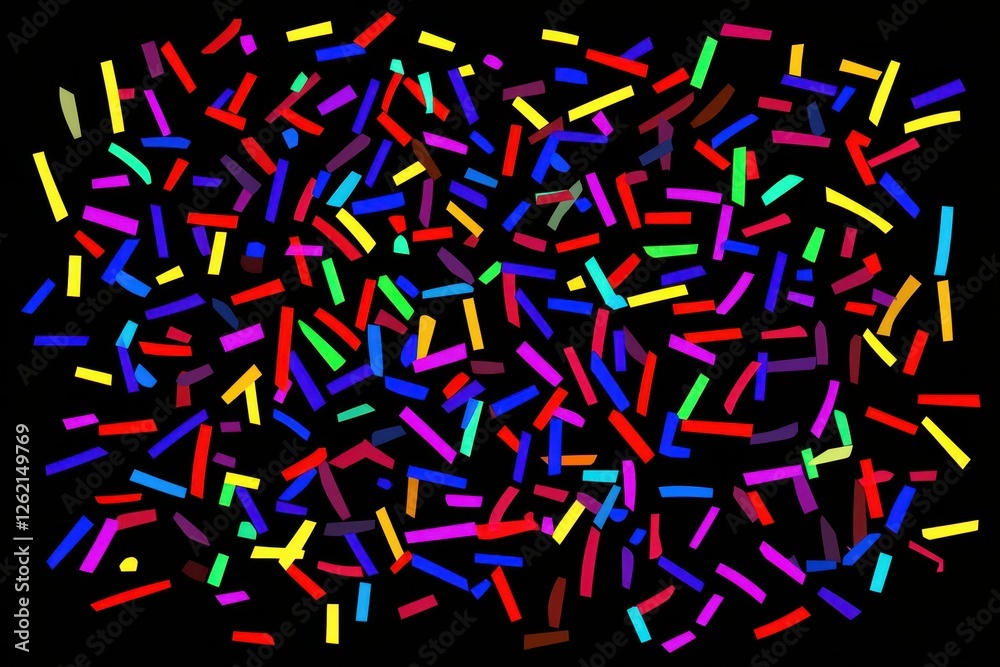 Colorful Abstract Confetti Pattern on Black Background Colorful Abstract Confetti Pattern on Black Background