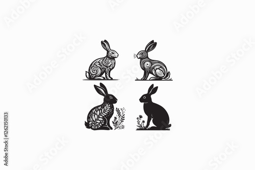 A Hare animal vector silhouette image made by adobe illustrator. eps
