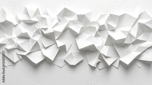 Abstract white geometric shapes, textured background, design element