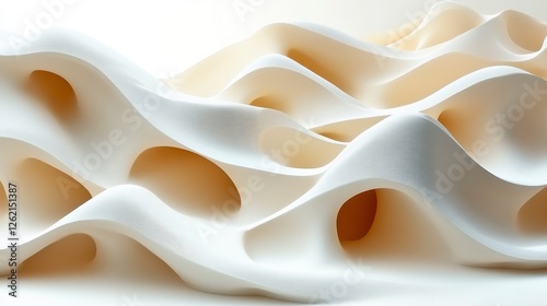 Abstract white organic form, studio shot, light background, design inspiration