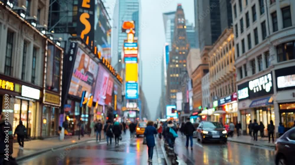 Young woman walking through vibrant city street with neon lights and busy crowd Young woman walking through vibrant city street with neon lights and busy crowd