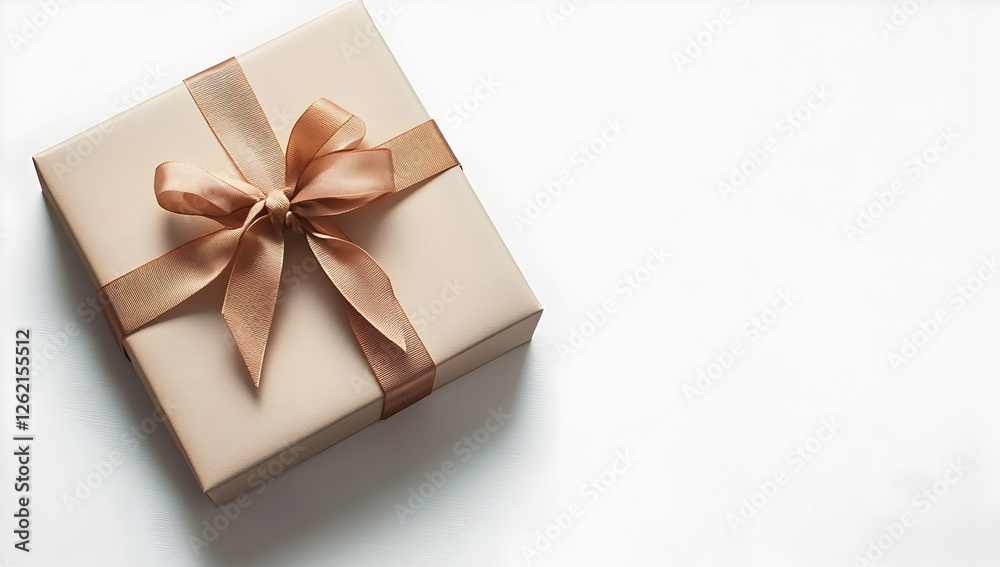 Blank gift box mockup with a matte finish and ribbon on a clean white surface. Blank gift box mockup with a matte finish and ribbon on a clean white surface.