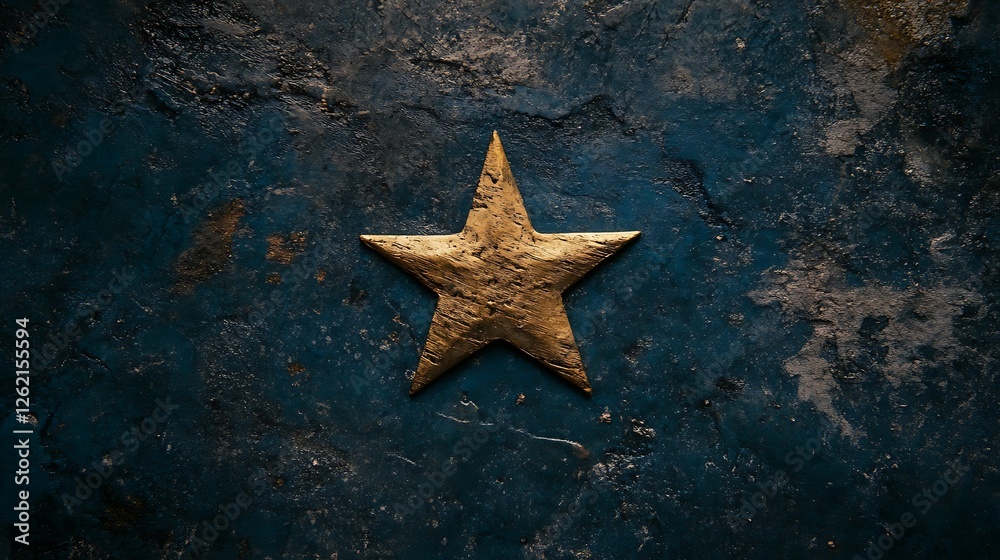 Golden Star on a Dark Textured Background Golden Star on a Dark Textured Background