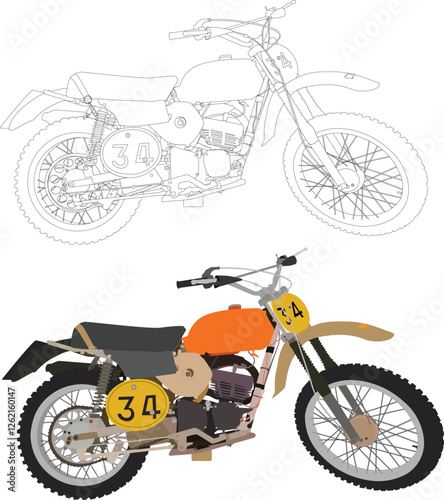 vector set of motorcycle, dirt bike and super motor