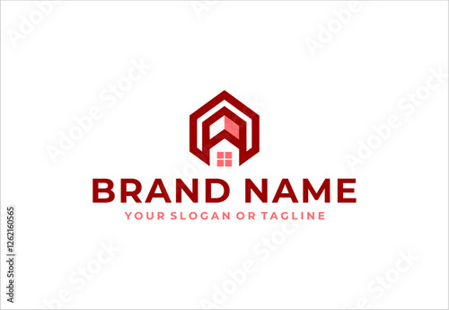Hexagonal modern house logo