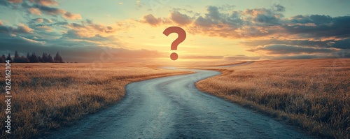 The winding road to change leading to a question mark symbolizing uncertainty, decisions, transitions, and future paths in personal and professional, Generative AI