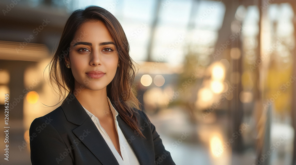 young indian business woman standing at office young indian business woman standing at office