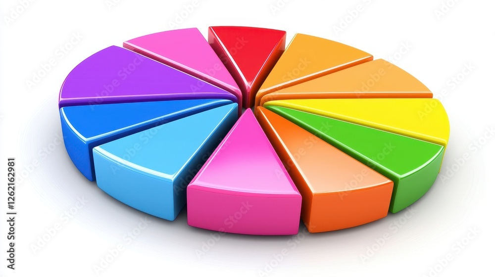 Obraz premium Colorful 3d Pie Chart On White Background