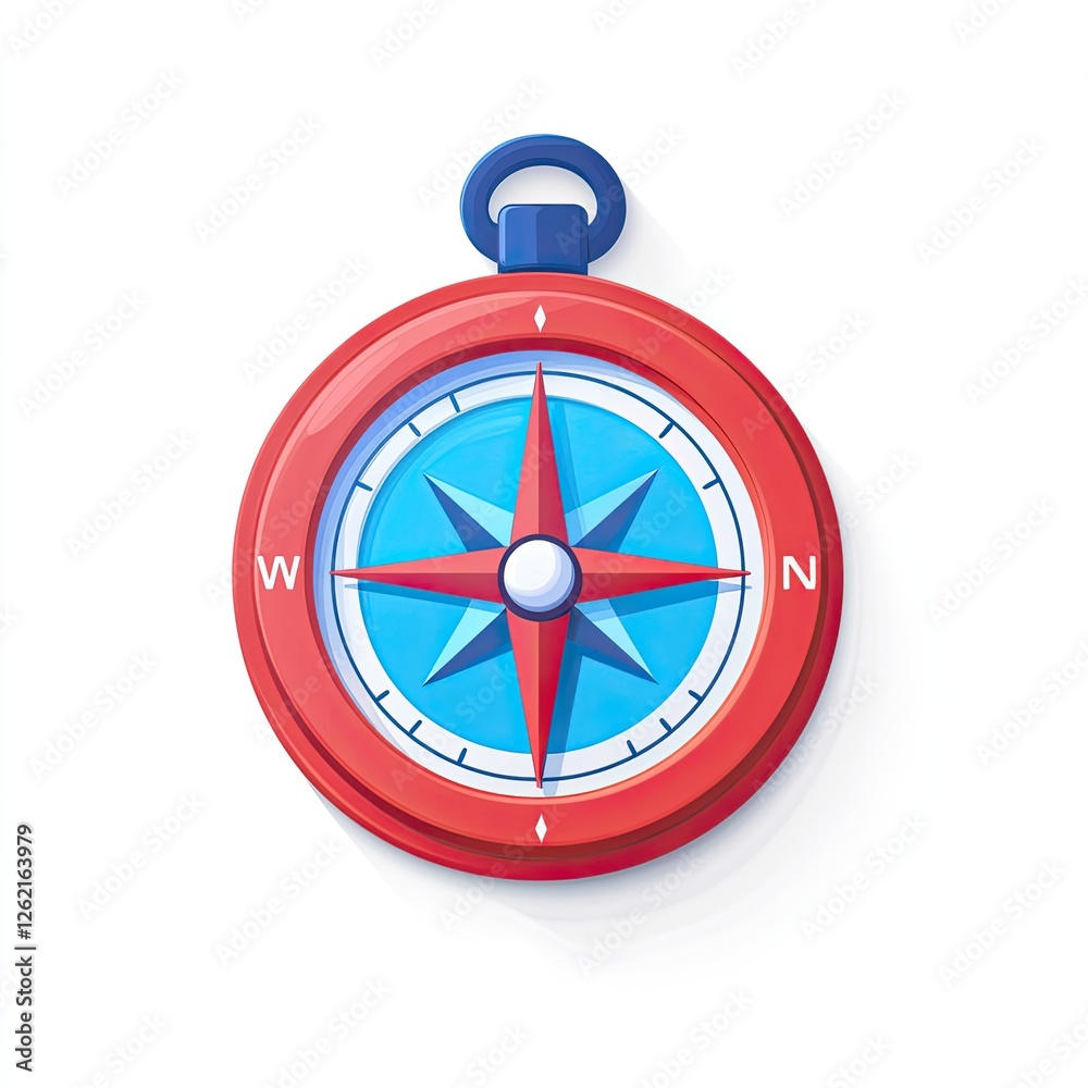 Red compass icon, isolated on white background Red compass icon, isolated on white background