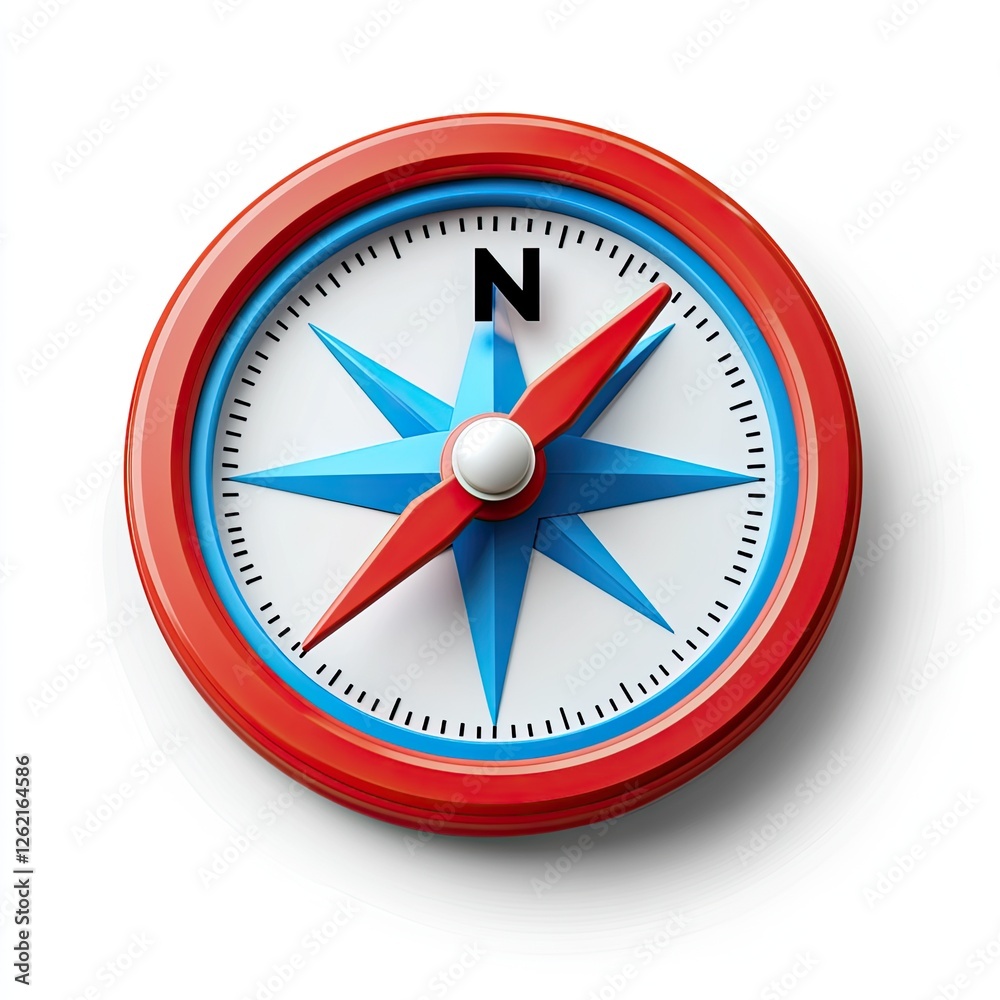 Red compass isolated on white background Red compass isolated on white background
