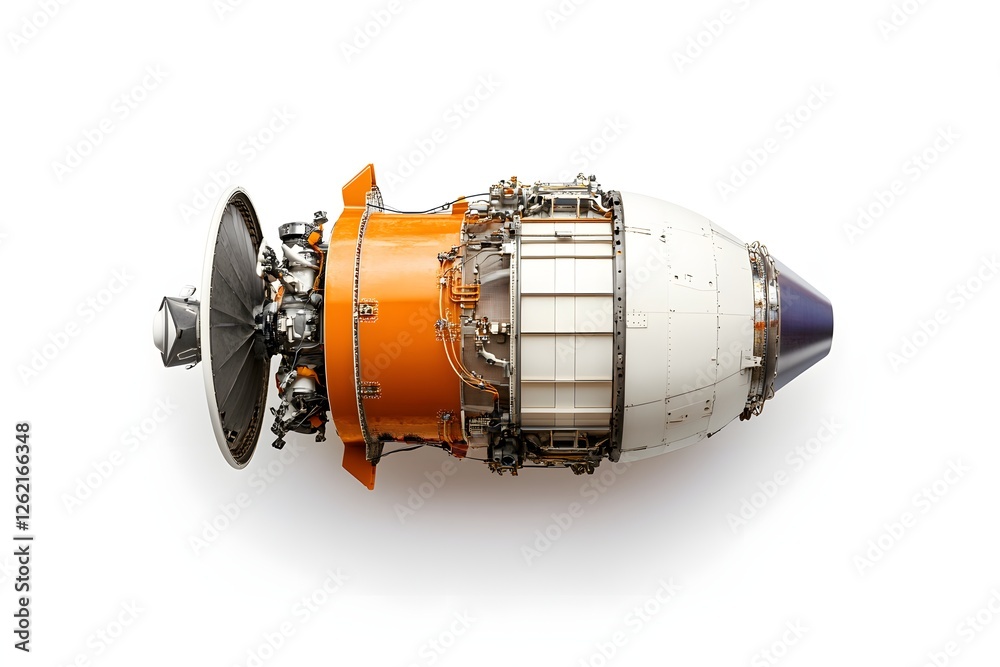 Fototapeta premium Jet Engine Top View, Isolated on White Background