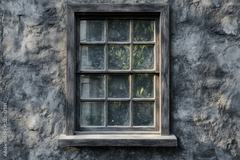 Obraz premium Window with nine panes set in a stone wall