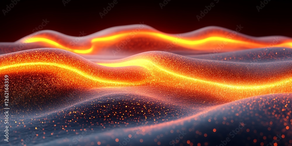 Fototapeta premium Glowing Lava Waves Abstract Background, Digital Art, Sci-Fi Design
