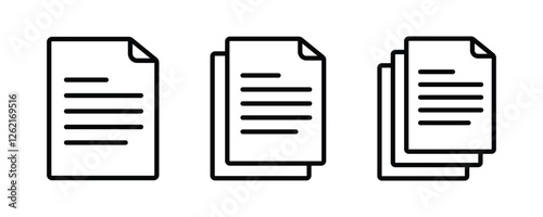 document icons. paper symbol with single and multiple page. transparent png and vector illustration.