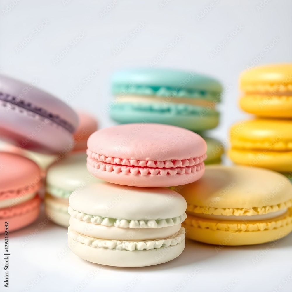 Obraz premium Macaroons in various colors. White background