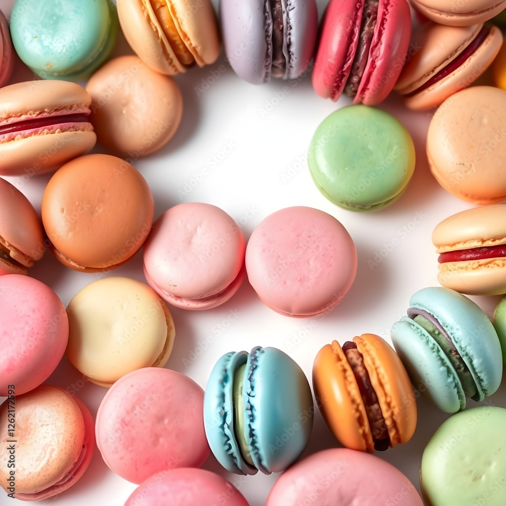 Obraz premium Macaroons in various colors. White background