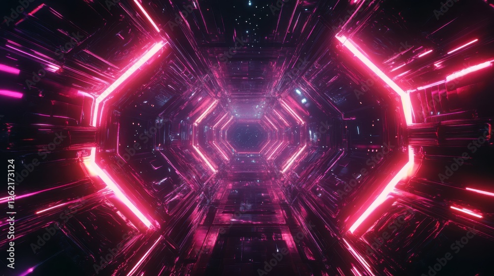 Futuristic hexagonal grid with neon glowing edges, deep-space sci-fi background, highly detailed digital design Futuristic hexagonal grid with neon glowing edges, deep-space sci-fi background, highly detailed digital design