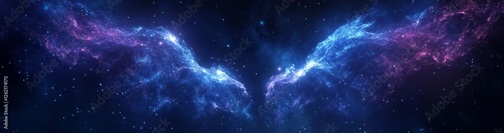 Naklejka premium Cosmic Wings Nebula, Space Background, Fantasy Art