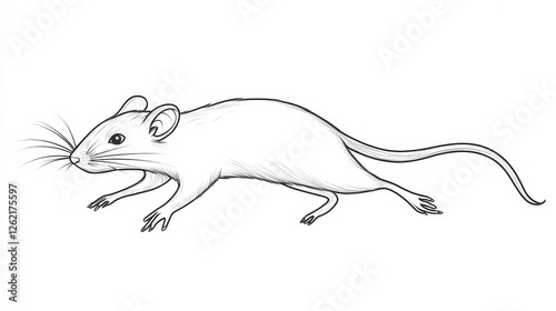 Sketch of a Small Rodent Running in a Linear Style Illustration