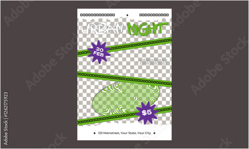 Night Party Flyer. Cocktail Party. Nightclub. Typography design. Set of flat vector illustrations. Poster, label, cover