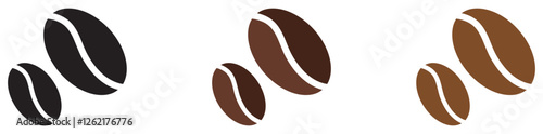  Coffee beans vector icon symbol isolated on white background roasted coffee seeds simple flat design for cafe branding and packaging. Coffee beans icon. Roasted coffee beans. Vector illustration