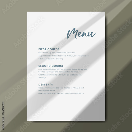 simple and elegant menu template with. Perfect for receptions, anniversary, dinners, birthday party and formal gatherings. Printable menu design with size 5