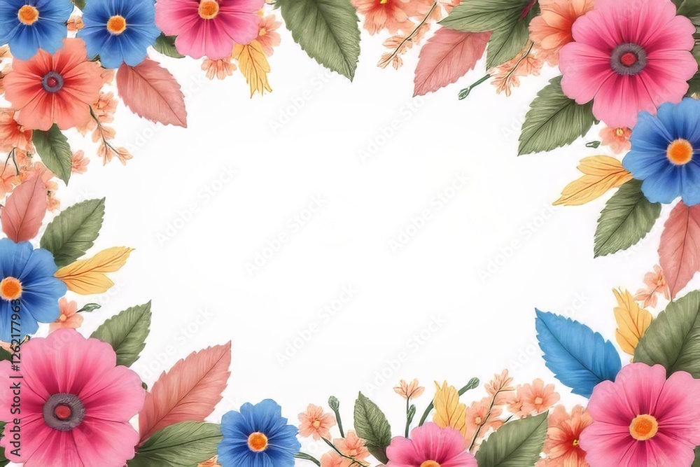 Obraz premium Colorful Floral Border Design for Cards and Invitations