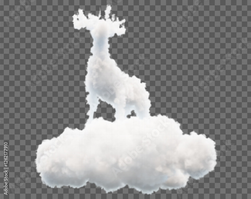 Vector image of clouds in the form of a deer. Soft lines and gradient shades create an atmosphere of coziness and magic, ideal for fantasy and fairy-tale projects.
