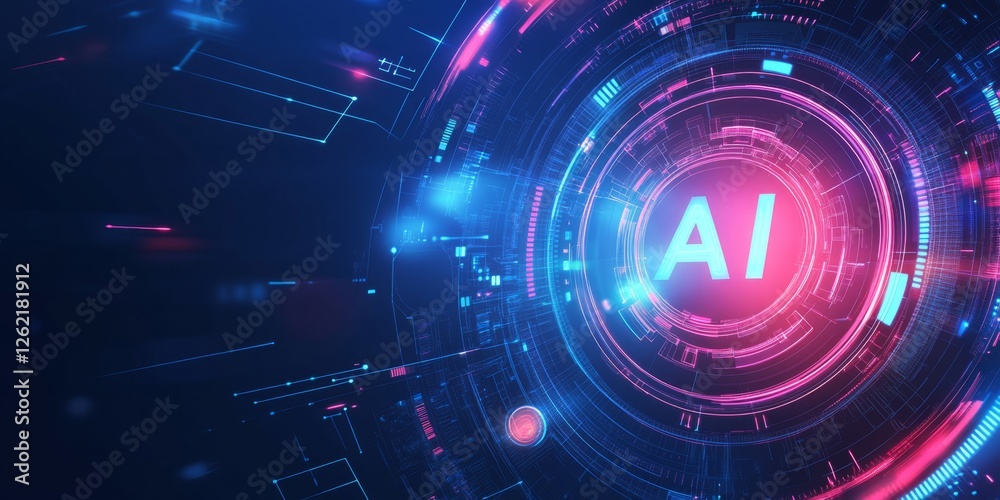 Obraz premium AI digital interface glowing futuristic background