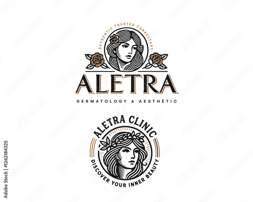 Obraz premium Beauty natural goddess SPA cosmetic skincare clinic logo template 