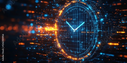 Abstract time data digital clock management planning business and time concept, Generative AI
