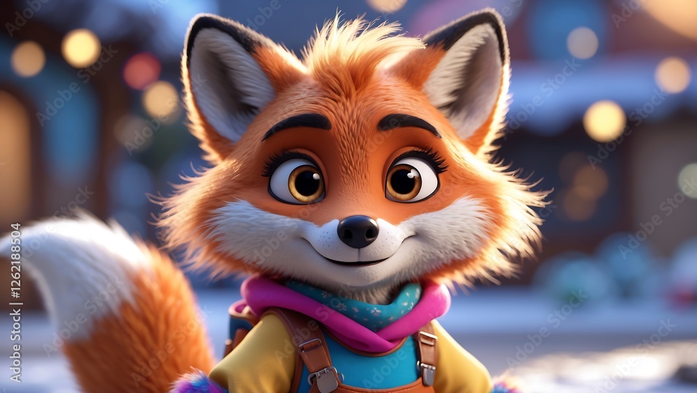Cartoon fox is smiling and wearing a yellow jacket Cartoon fox is smiling and wearing a yellow jacket