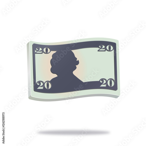 twenty usa dollar, 20 usd icon