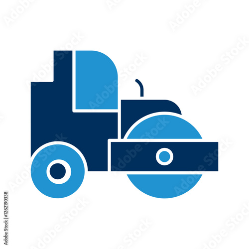 Road Roller Blue Color Icon