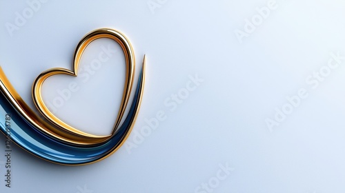 Golden Heart Shaped Design With Blue Swirl