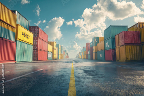 Wallpaper Mural Endless Rows of Colorful Shipping Containers Under a Bright Sunny Sky at a Busy Port Torontodigital.ca