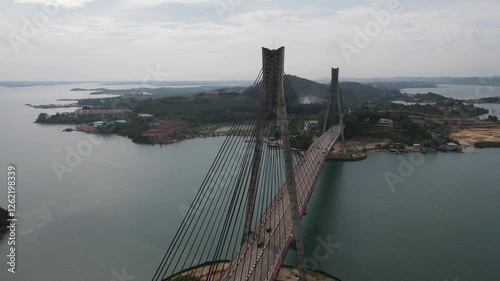 Aerial view of Barelang Bridge, a landmark and iconic bridge in Batam, Riau Islands Province, Indonesia