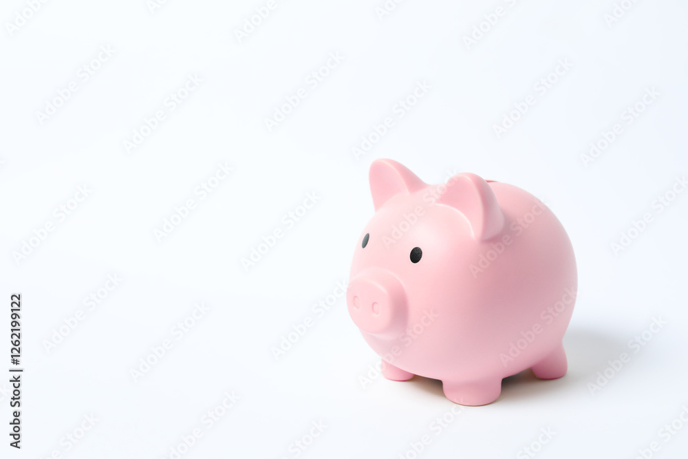 Piggy coin bank on white background for money savings, financial security or personal funds concept. Piggy coin bank on white background for money savings, financial security or personal funds concept.