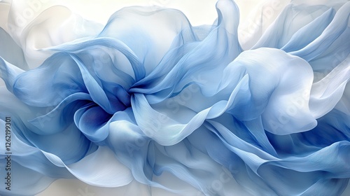 Blue silk fabric swirls, abstract texture background