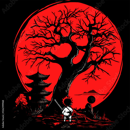 Samurai Silhouette at Sunset